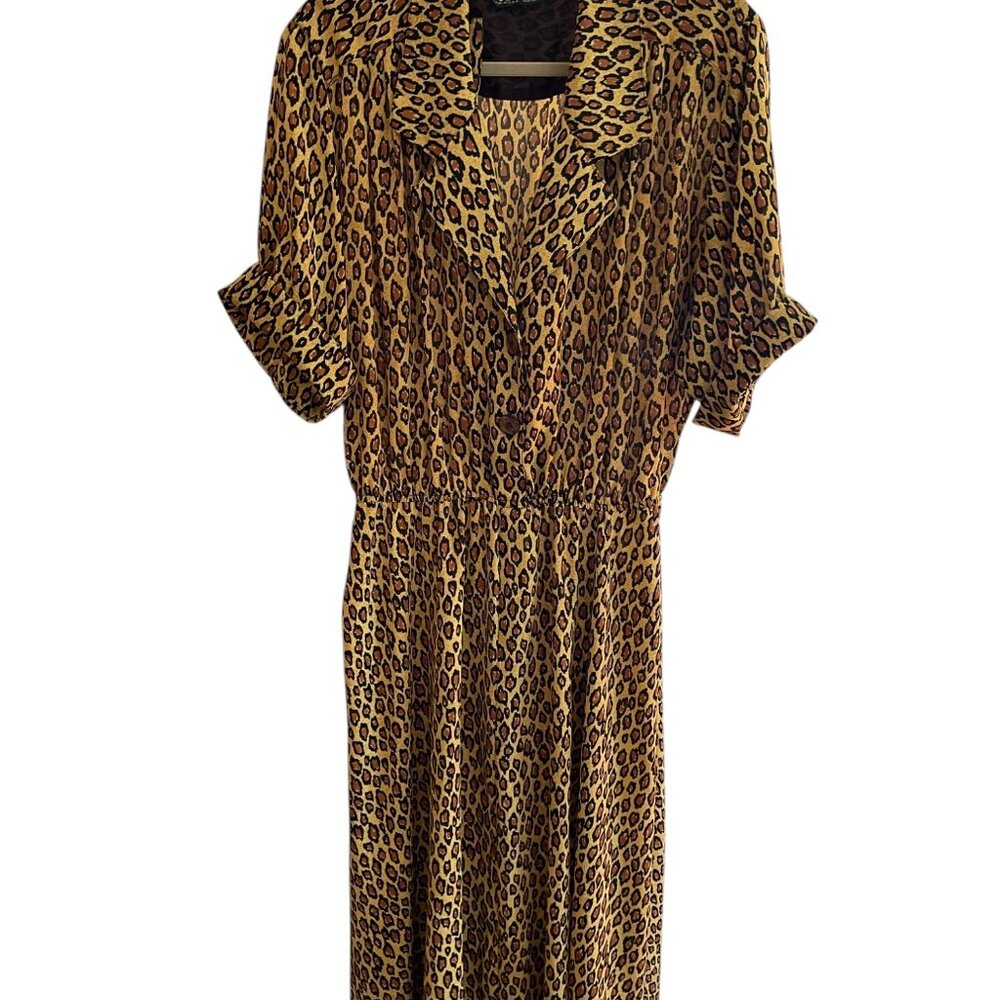 Vintage Leopard 80's Shirt Dress XL